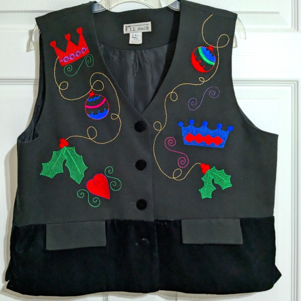 F L Malik women's Christmas vest